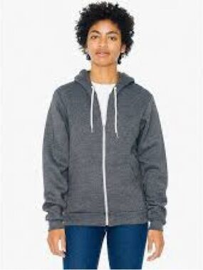 American Apparel Flex Fleece Unisex Full-Zip Hoodie - Heather Grey - Size M
